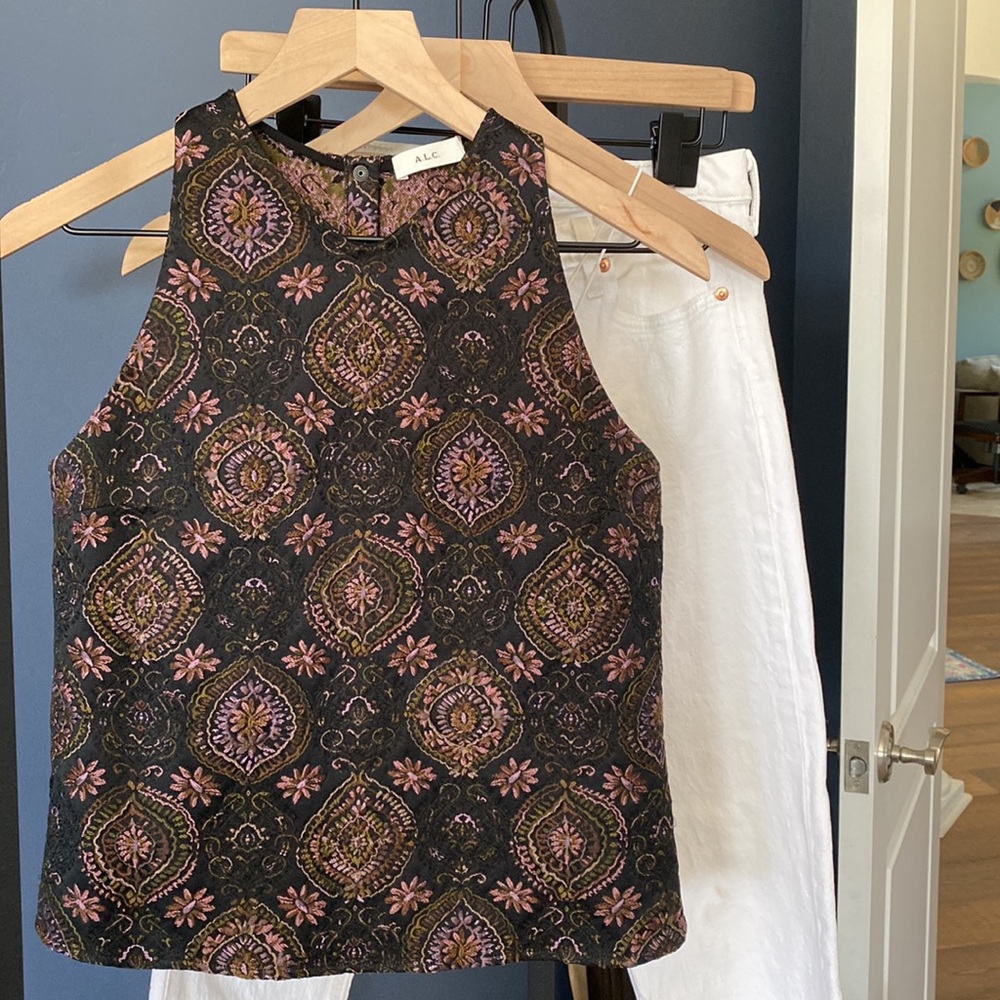 A.L.C Embroidered Jacquard Shell Tank Top Size 4